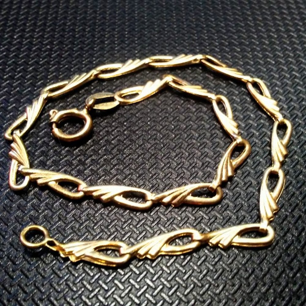 Solid 14K Yellow Gold 3 mm Fancy Curbs Bracelet 7.5"